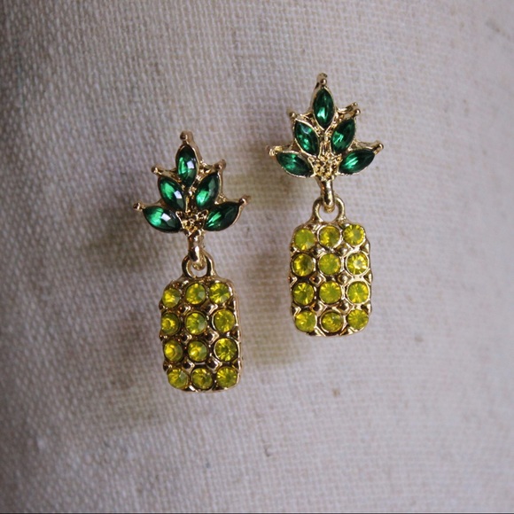Gold Tone Pineapple Earrings - Picture 2 of 5